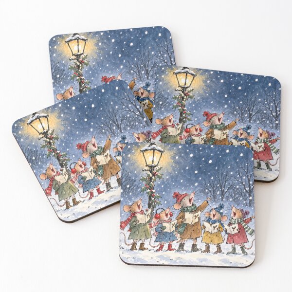 Item preview, Christmas Mice Caroling Under a Lamppost designed and sold by Maria Dryfhout.