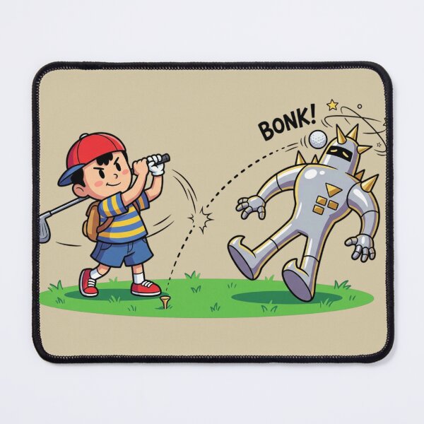 Item preview, Ness hitting Starman dx in the head with a golf ball (BONK!) designed and sold by gorillazone_co.