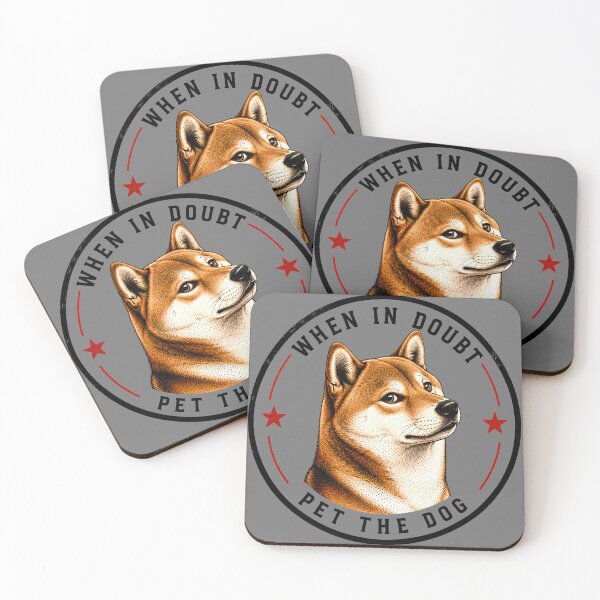 Item preview, When In Doubt Pet The Dog Retro Shiba Inu Badge designed and sold by MagicTheDog.