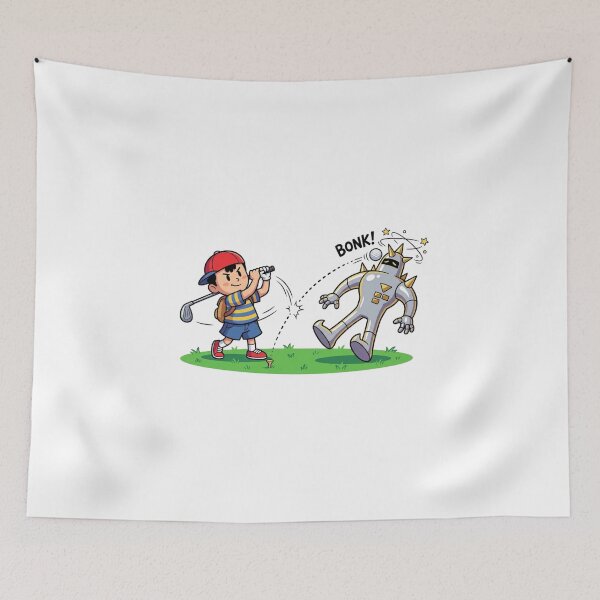 Item preview, Ness hitting Starman dx in the head with a golf ball (BONK!) designed and sold by gorillazone_co.