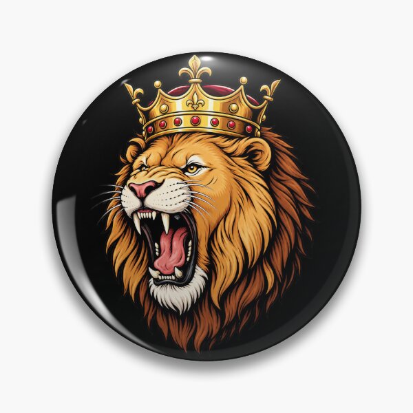 Item preview, lion, lion king, roaring lion, crowned lion, lion crown, king of the jungle, royal lion, majestic lion, lion head, golden crown, regal, wildlife, golden lion, fierce lion, vintage mascot designed and sold by Fashion black wings .