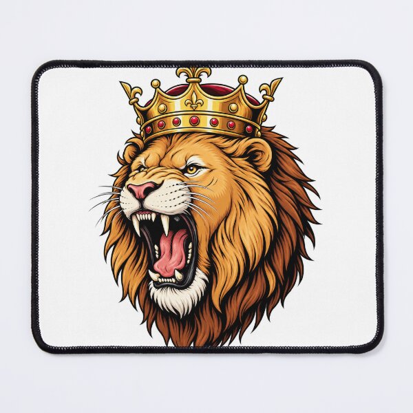 Item preview, lion, lion king, roaring lion, crowned lion, lion crown, king of the jungle, royal lion, majestic lion, lion head, golden crown, regal, wildlife, golden lion, fierce lion, vintage mascot designed and sold by Fashion black wings .