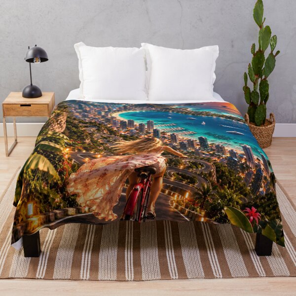 Item preview, Tropical Sunset City Bike Ride – Futuristic Coastal Paradise designed and sold by IRON SIREN.