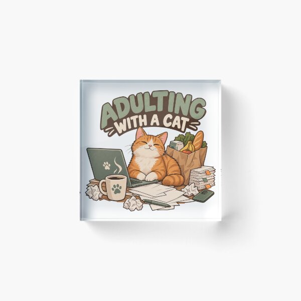 Item preview, Adulting With a Cat – Funny Cat Lover Lifestyle Design designed and sold by Print-Mingle01.