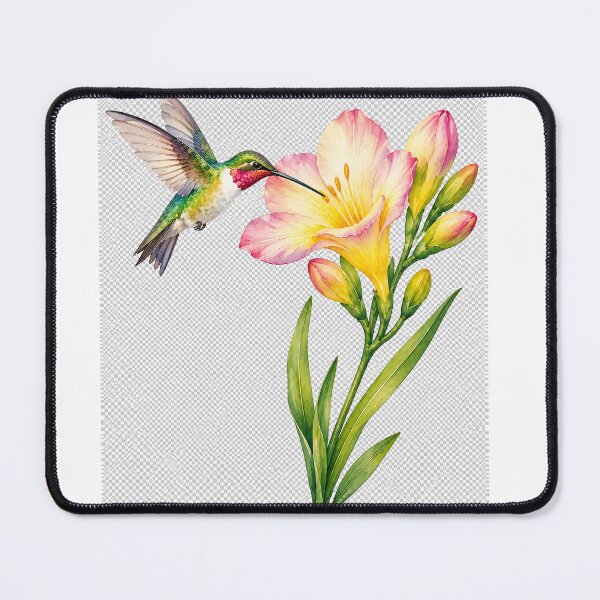 Item preview, Freesia Flower with Hummingbird designed and sold by MystAvalon.