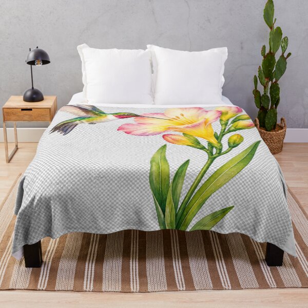 Item preview, Freesia Flower with Hummingbird designed and sold by MystAvalon.
