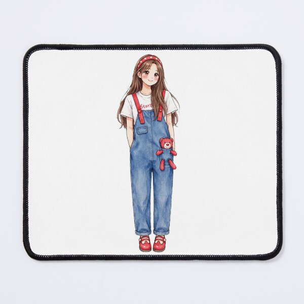 Item preview, Girl in Denim Overalls with Red Teddy Be designed and sold by Emamohamed.
