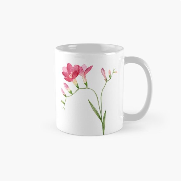 Item preview, Pink Freesia Flowers with Buds and Green Leaves  designed and sold by White Rabbit Design .