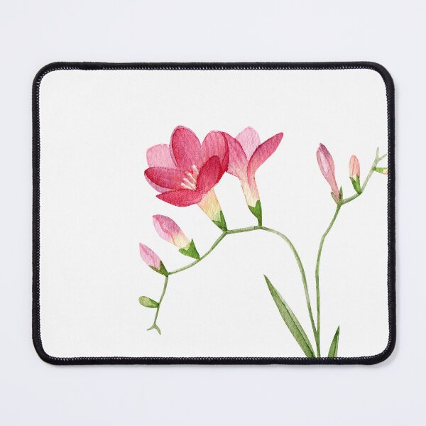 Item preview, Pink Freesia Flowers with Buds and Green Leaves designed and sold by White Rabbit Design .
