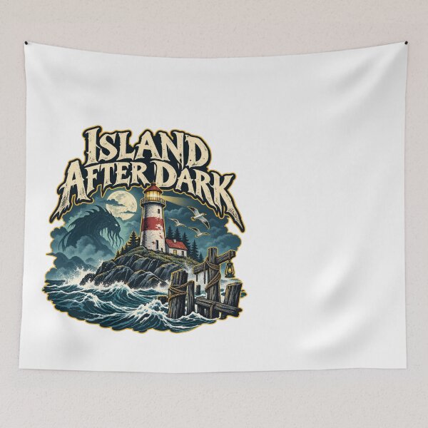Item preview, Island After Dark Haunted Lighthouse Sea Monster Art designed and sold by IRON WINGS /USAF.