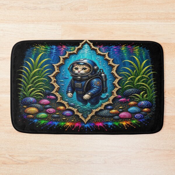 Item preview, AstroCat Underwater Odyssey - Cute Cat Scuba Diver designed and sold by Breezes-of-Ida.