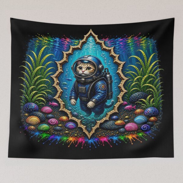 Item preview, AstroCat Underwater Odyssey - Cute Cat Scuba Diver designed and sold by Breezes-of-Ida.