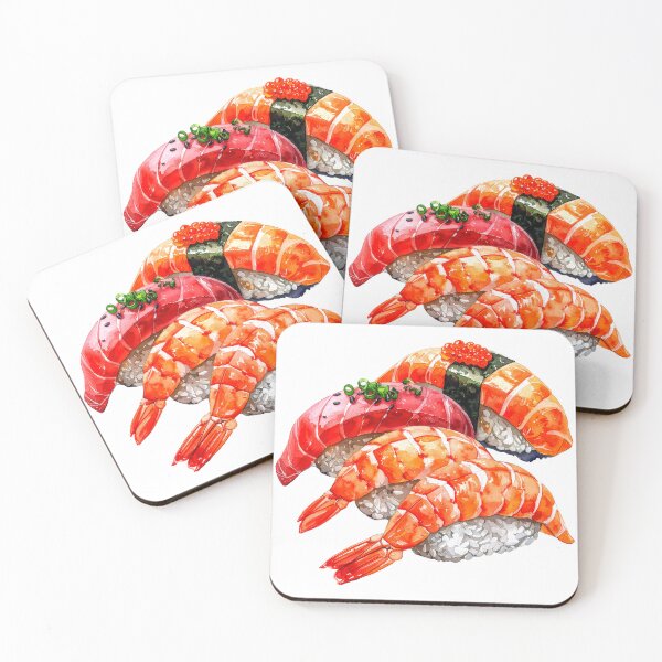 Item preview, Japanese Sushi Watercolor Illustration designed and sold by BetweenForms.