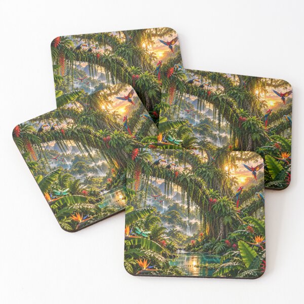 Item preview, Tropical Jungle Paradise – Colorful Macaws, Toucans & Waterfall designed and sold by IRON SIREN.