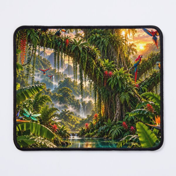 Item preview, Tropical Jungle Paradise – Colorful Macaws, Toucans & Waterfall designed and sold by IRON SIREN.
