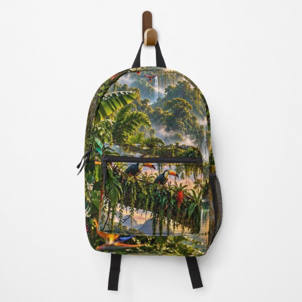 Item preview, Tropical Jungle Paradise – Colorful Macaws, Toucans & Waterfall designed and sold by IRON SIREN.
