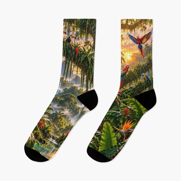 Item preview, Tropical Jungle Paradise – Colorful Macaws, Toucans & Waterfall designed and sold by IRON SIREN.