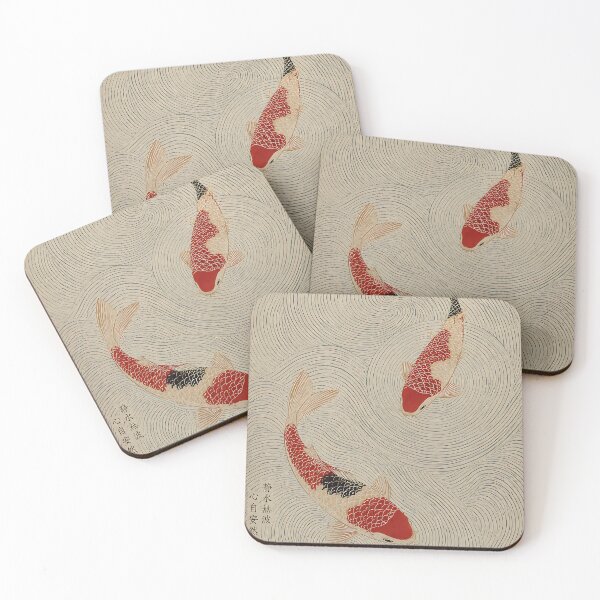 Item preview, Vintage Japanese Koi Fish Water Ripples Woodblock Art designed and sold by artswag.