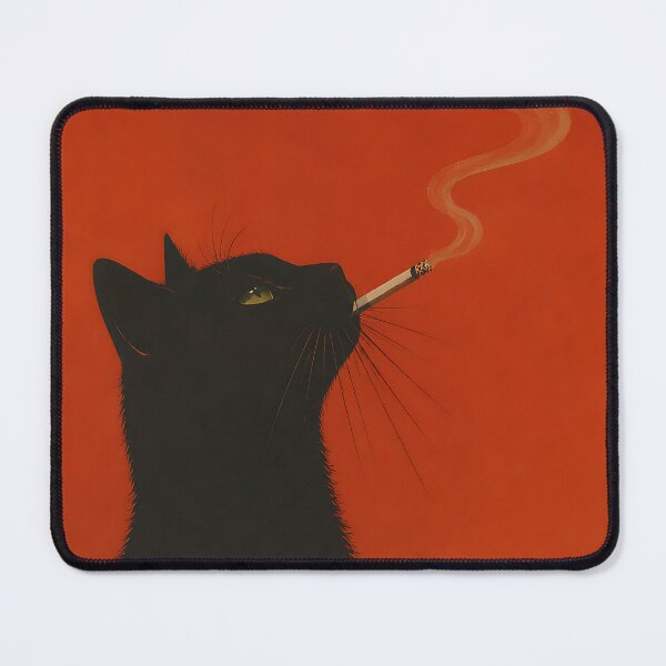 Item preview, Black Cat Smoking Cigarette Retro Noir Art designed and sold by artswag.