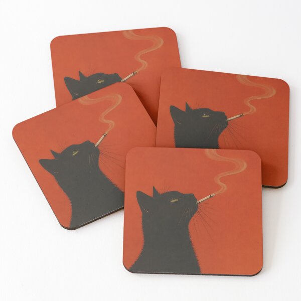 Item preview, Black Cat Smoking Cigarette Retro Noir Art designed and sold by artswag.