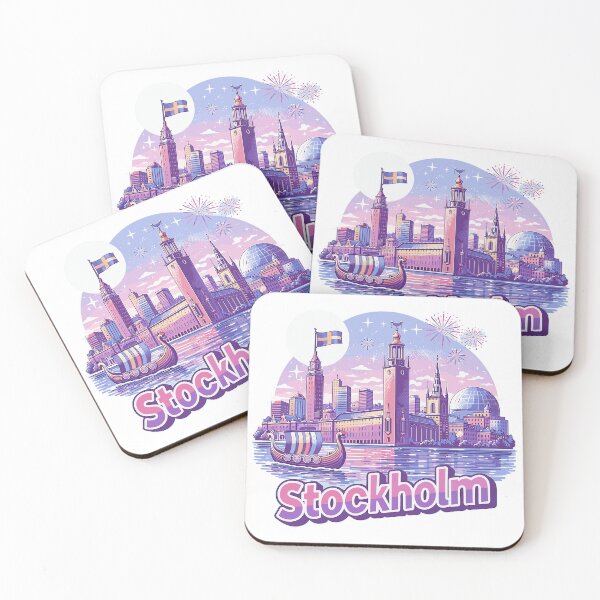 Item preview, Stockholm Skyline Pink – Pride & Souvenir Saying designed and sold by Pineapple-Tree.