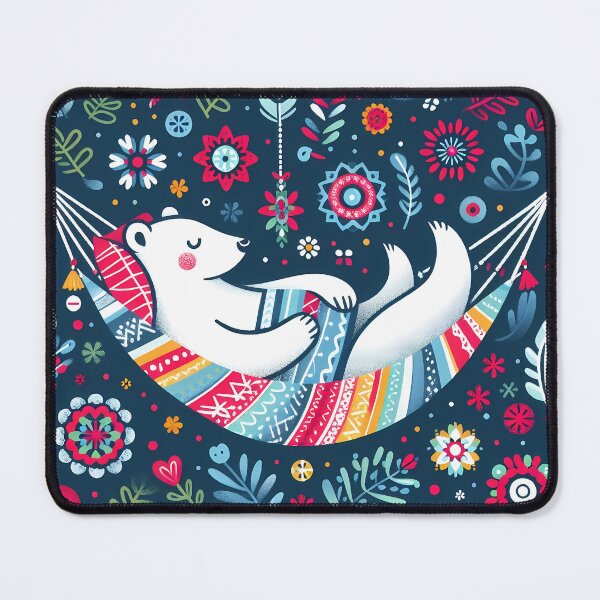 Item preview, Scandinavian Folk Art Cute Hygge Polar Bear in Hammock by heidiannemorris © designed and sold by FOLK ART FUSION.