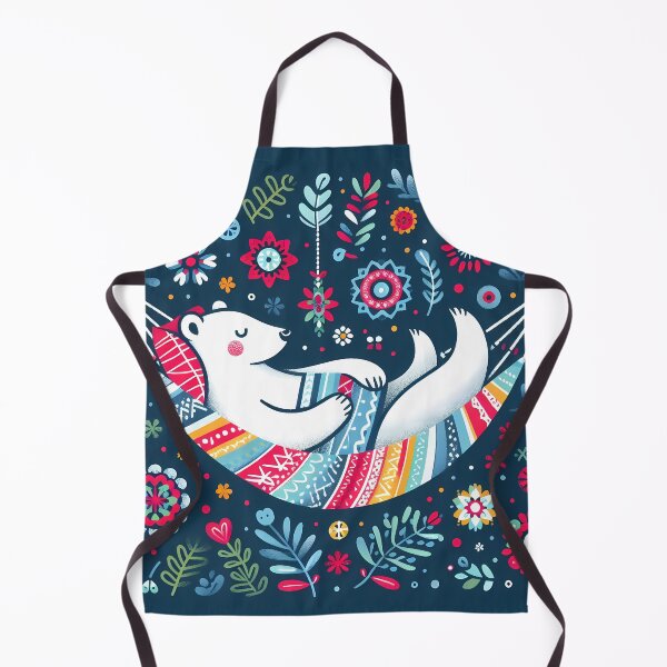 Item preview, Scandinavian Folk Art Cute Hygge Polar Bear in Hammock by heidiannemorris © designed and sold by FOLK ART FUSION.