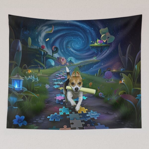 Item preview, Cosmic Puzzle Quest | Surreal Beagle Running Galaxy Fantasy Art  designed and sold by KingsArtworx 2.
