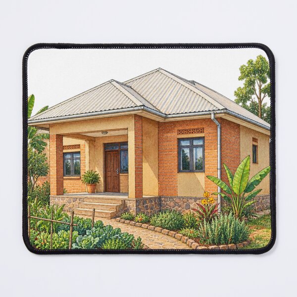 Item preview, Western Rwanda Village House Digital Watercolour designed and sold by FurusatoGallery.