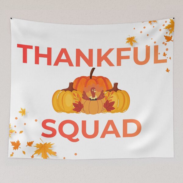Item preview, Thankful Squad Autumn Leaves Pumpkin Turkey Thanksgiving Day designed and sold by VibranPalette.
