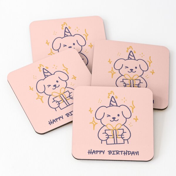 Item preview, Cute Puppy Happy Birthday Retro Dog Art With Gift designed and sold by PetalsPaws.