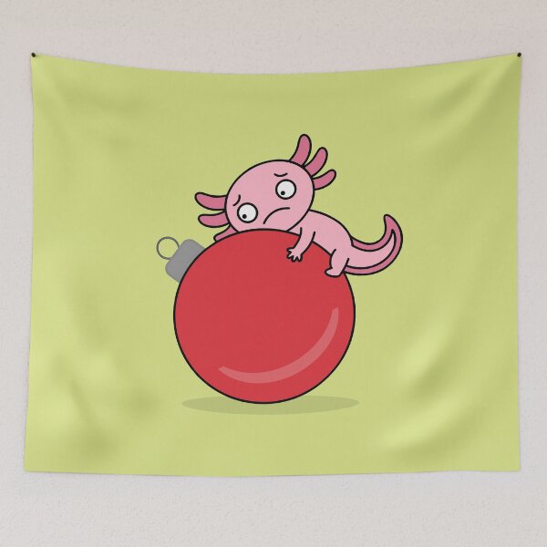 Item preview, Funny Axolotl Rolling on Christmas Red Ornement Minimalist designed and sold by bard-art.