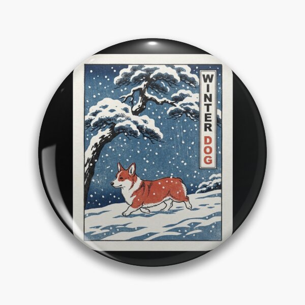 Item preview, Japanese Woodblock Ukiyo-e Winter Dog Corgi Snow Pine Tree Graphic Shirt    designed and sold by TeNovaStudio.