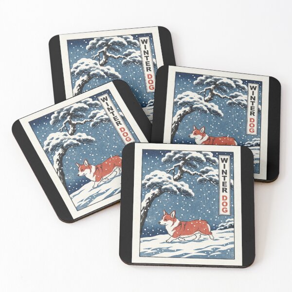 Item preview, Japanese Woodblock Ukiyo-e Winter Dog Corgi Snow Pine Tree Graphic Shirt    designed and sold by TeNovaStudio.