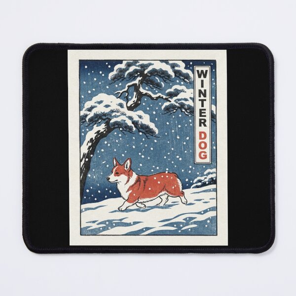 Item preview, Japanese Woodblock Ukiyo-e Winter Dog Corgi Snow Pine Tree Graphic Shirt designed and sold by TeNovaStudio.
