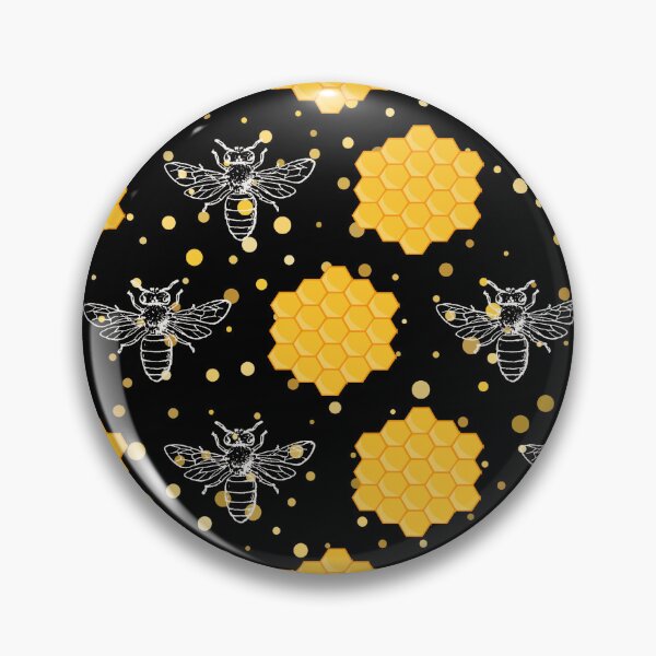Item preview, Black and Yellow Beehive Pattern with White Bee Silhouettes – Honeycomb designed and sold by EmeraldeaArt.
