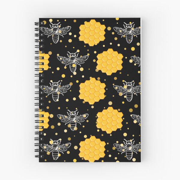 Item preview, Black and Yellow Beehive Pattern with White Bee Silhouettes – Honeycomb designed and sold by EmeraldeaArt.