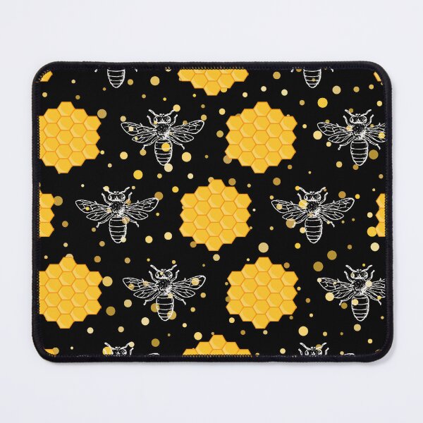 Item preview, Black and Yellow Beehive Pattern with White Bee Silhouettes – Honeycomb designed and sold by EmeraldeaArt.