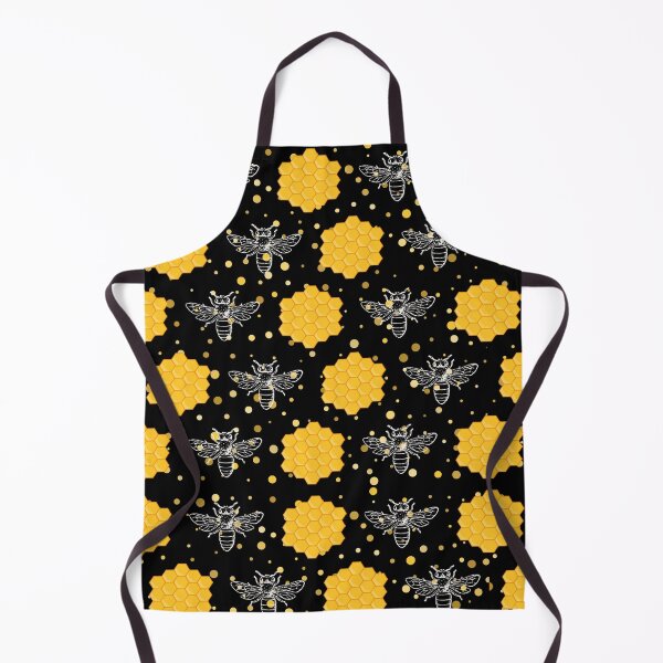 Item preview, Black and Yellow Beehive Pattern with White Bee Silhouettes – Honeycomb designed and sold by EmeraldeaArt.