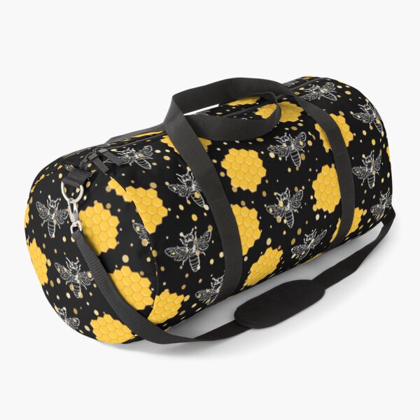 Item preview, Black and Yellow Beehive Pattern with White Bee Silhouettes – Honeycomb designed and sold by EmeraldeaArt.