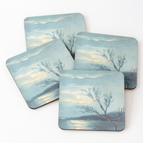 Item preview, Moonlight over the Quiet River - Vintage Landscape Painting designed and sold by Lina0305.