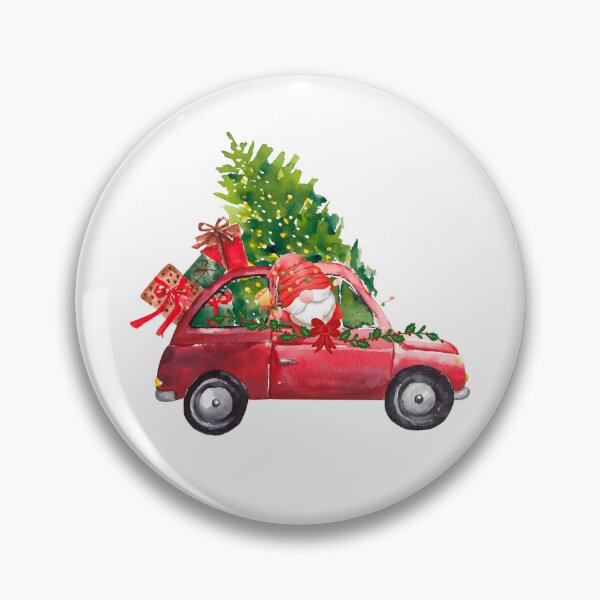 Item preview, Christmas gnome in watercolor in an old red car designed and sold by VibranPalette.