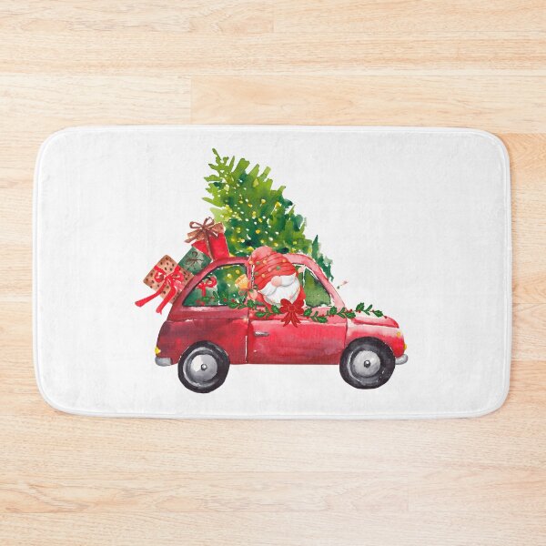 Item preview, Christmas gnome in watercolor in an old red car designed and sold by VibranPalette.