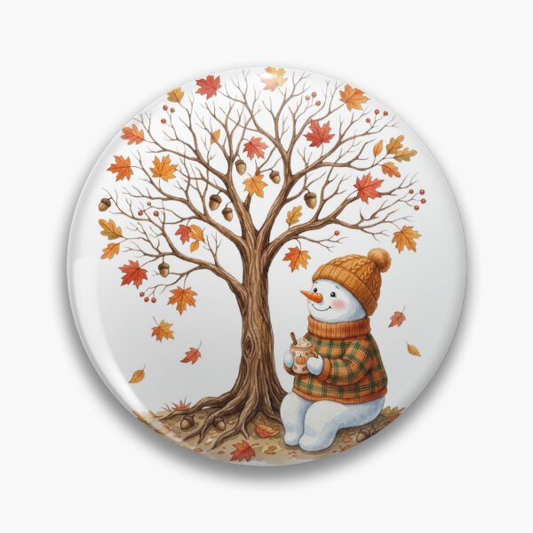 Item preview, Cozy snowman in autumn watercolor, transition from autumn to winter designed and sold by VibranPalette.