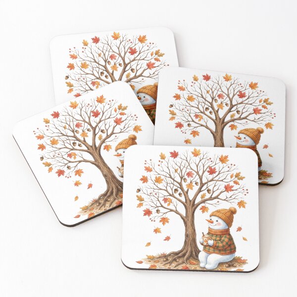 Item preview, Cozy snowman in autumn watercolor, transition from autumn to winter designed and sold by VibranPalette.
