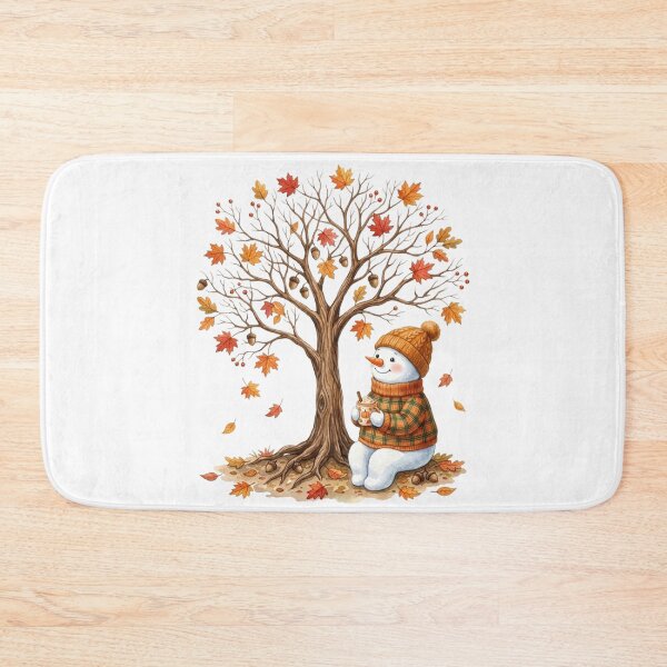 Item preview, Cozy snowman in autumn watercolor, transition from autumn to winter designed and sold by VibranPalette.