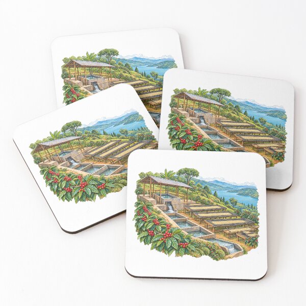 Item preview, Lake Kivu Coffee Washing Station Digital Watercolour designed and sold by FurusatoGallery.