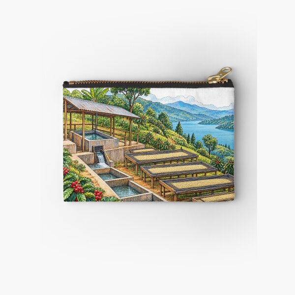Item preview, Lake Kivu Coffee Washing Station Digital Watercolour designed and sold by FurusatoGallery.