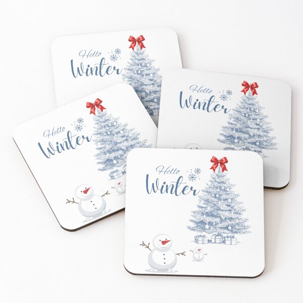 Item preview, Hello Winter Christmas Tree and Cute Snowman Design designed and sold by VibranPalette.