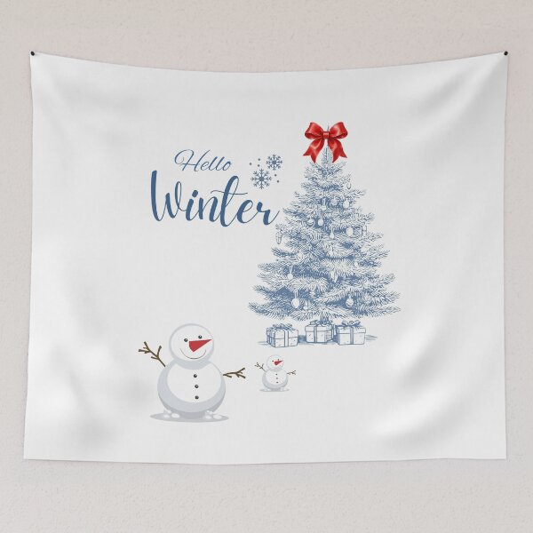 Item preview, Hello Winter Christmas Tree and Cute Snowman Design designed and sold by VibranPalette.